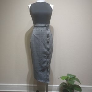 Black, Button Down Skirt, Med